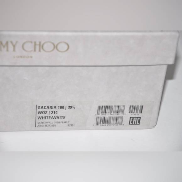 Jimmy Choo Sacaria 100 Ivory White Pearls Peep Toe Block Heel 39.5 MSRP $2050 - Picture 11 of 12